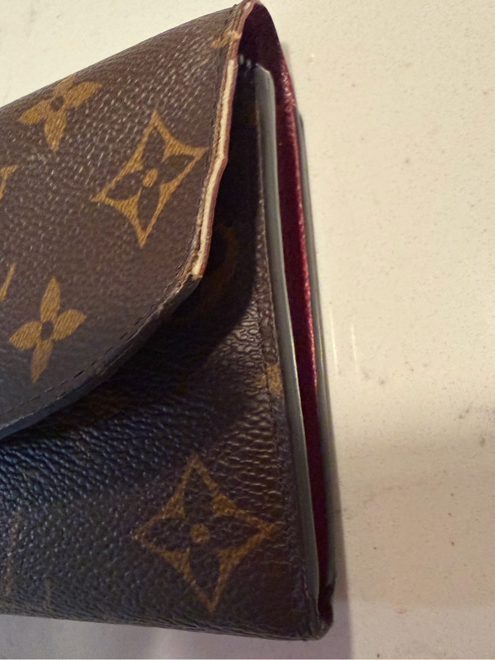 Louis Vuitton Monogram Canvas Brown with Red Snap Continental-Style Wallet - Picture 10 of 11